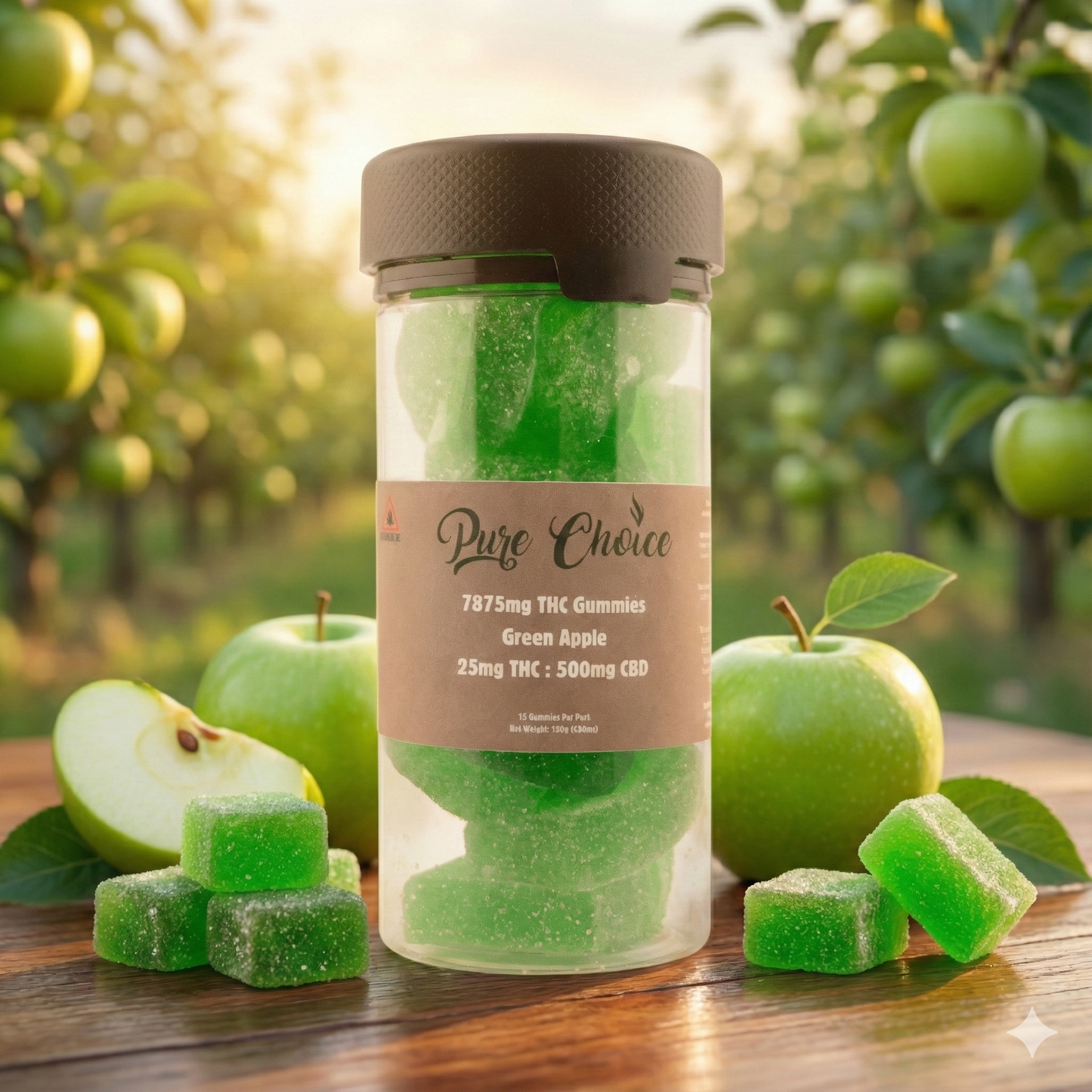 Green apple 25mg THC gummies